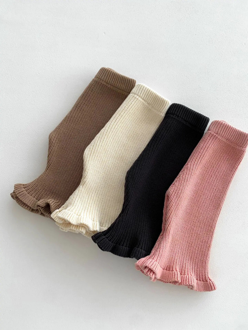 7209 Pantaloni tricotați pentru bebeluși din Coreea 2023 Toamna Iarnă Noua culoare bomboană Pantaloni cu clopoței tricotați pentru fete Pantaloni și jambiere casual