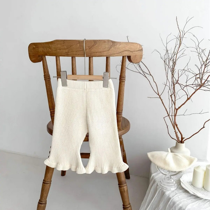 7209 Pantaloni tricotați pentru bebeluși din Coreea 2023 Toamna Iarnă Noua culoare bomboană Pantaloni cu clopoței tricotați pentru fete Pantaloni și jambiere casual