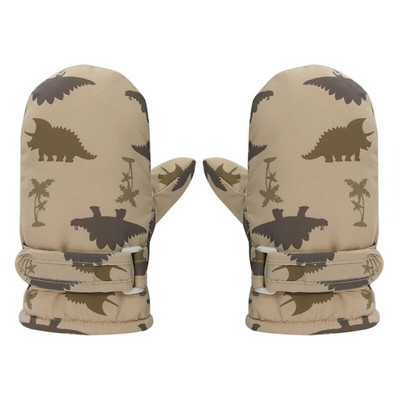 Copii Copii Mănuși de schi iarnă zăpadă Snowboard Rezistent la vânt Impermeabil Mănușă îngroșată Dinozaur din desene animate Sport în aer liber Uscare rapidă