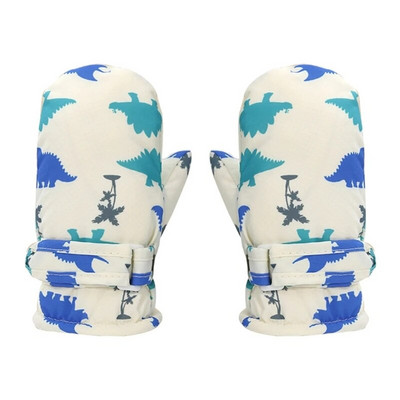 Copii Copii Mănuși de schi iarnă zăpadă Snowboard Rezistent la vânt Impermeabil Mănușă îngroșată Dinozaur din desene animate Sport în aer liber Uscare rapidă