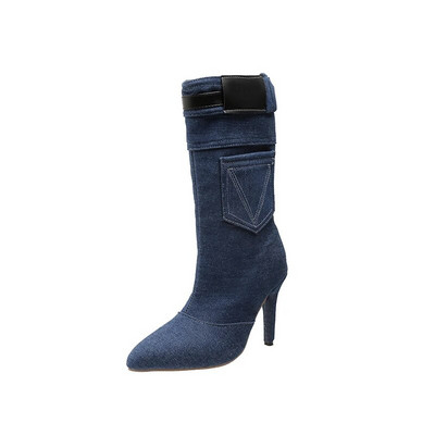 2023 Pantofi de dama Cizme de dama la mijlocul gambei Cizme moderne sexy pentru femei Pantofi de dama cu toc subtire, cu catarama de cusut, cu varf ascutit