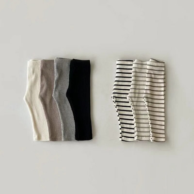 Jambiere pentru bebeluși, simpli, fete, pantaloni skinny cu dungi, pentru copii, din bumbac, elasticitate, pantaloni subțiri, nou-născut, băieți, pantaloni elastici