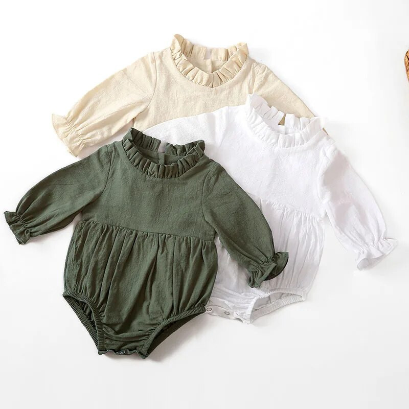 Salopetă de modă pentru fete, din bumbac, cu mânecă lungă, cu volane, salopete pentru bebeluși, salopete pentru copii, haine drăguțe pentru nou-născut