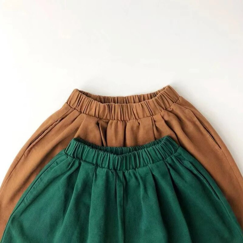 Detské chlapčenské voľné pevné vintage reďkovkové nohavice, jesenné nové jednoduché ležérne tepláky, dievčenské snehové vločky, zamatové detské nohavice