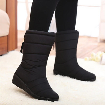 Αδιάβροχα χειμερινά παπούτσια με φούντα Γυναικείες μαύρες μπότες ζεστές γούνες Γυναικείες χειμερινές γυναικείες μπότες Μποτάκια Down Snow Boots Γυναικεία παπούτσια