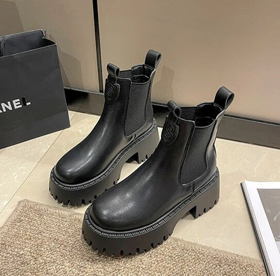 Iarna Design de lux Punk Gotic Street Pantofi de damă Verde Roz Talpă groasă Toc gros Botine Chelsea subțiri Cizme de modă