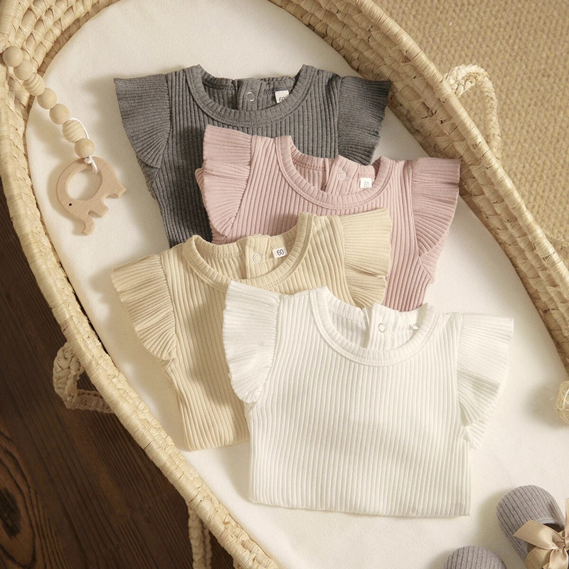 ma&baby 0-24M Άνοιξη Φθινόπωρο Νεογέννητο κοριτσάκι Romper Βρεφική πλεκτή φόρμα βολάν Μαλακό μακρυμάνικο μονόχρωμο ένδυμα