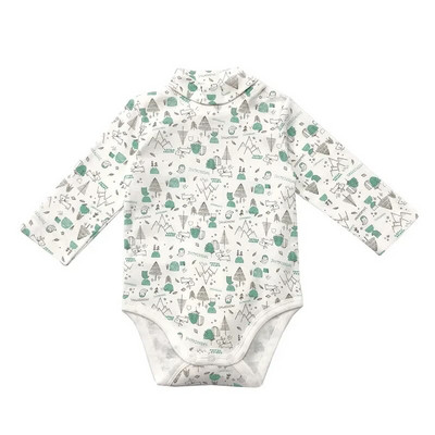 Νεογέννητο κοριτσίστικο μακρυμάνικο βαμβακερό κορμάκι με ψηλό λαιμό 9-24M Χειμερινό φθινόπωρο μονόχρωμο Onesie Jumpsuit Onesies Girl Playsuit