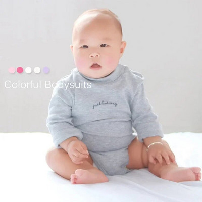 Νεογέννητο κοριτσίστικο μακρυμάνικο βαμβακερό κορμάκι με ψηλό λαιμό 9-24M Χειμερινό φθινόπωρο μονόχρωμο Onesie Jumpsuit Onesies Girl Playsuit