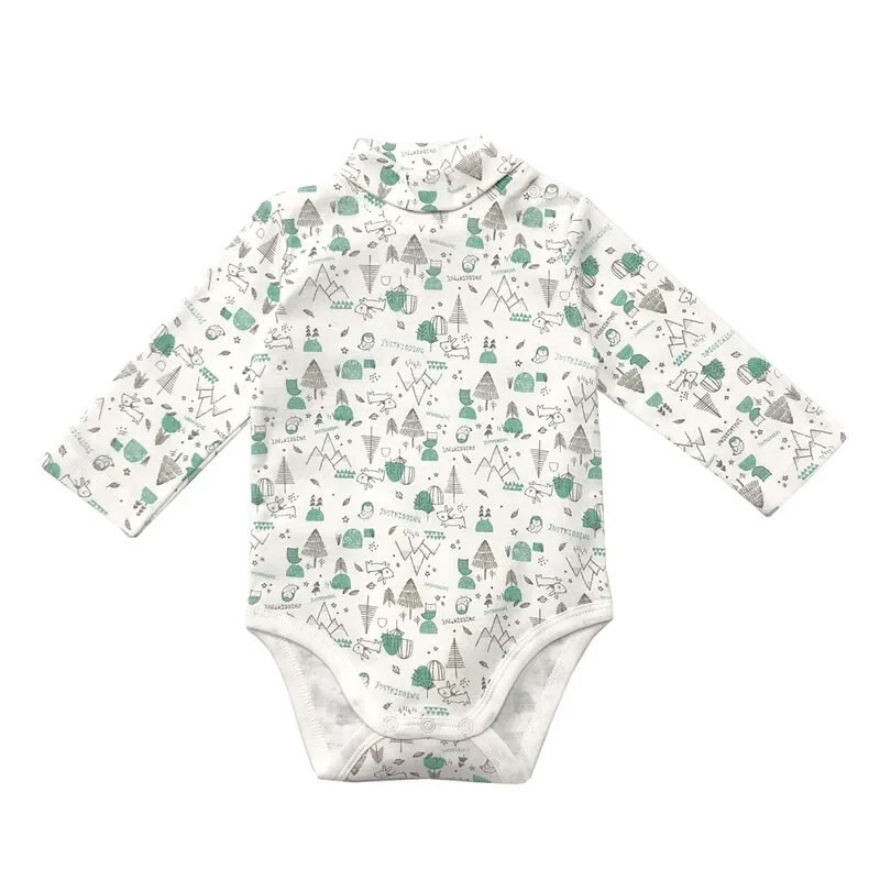 Νεογέννητο κοριτσίστικο μακρυμάνικο βαμβακερό κορμάκι με ψηλό λαιμό 9-24M Χειμερινό φθινόπωρο μονόχρωμο Onesie Jumpsuit Onesies Girl Playsuit