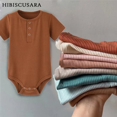 Baby Boy Romper Κορίτσι Boy Knit Romper Πιτζάμες Ολόσωμη φόρμα με ραβδώσεις Πλεκτά Stretch Newboron Summer Rompers Playsuit