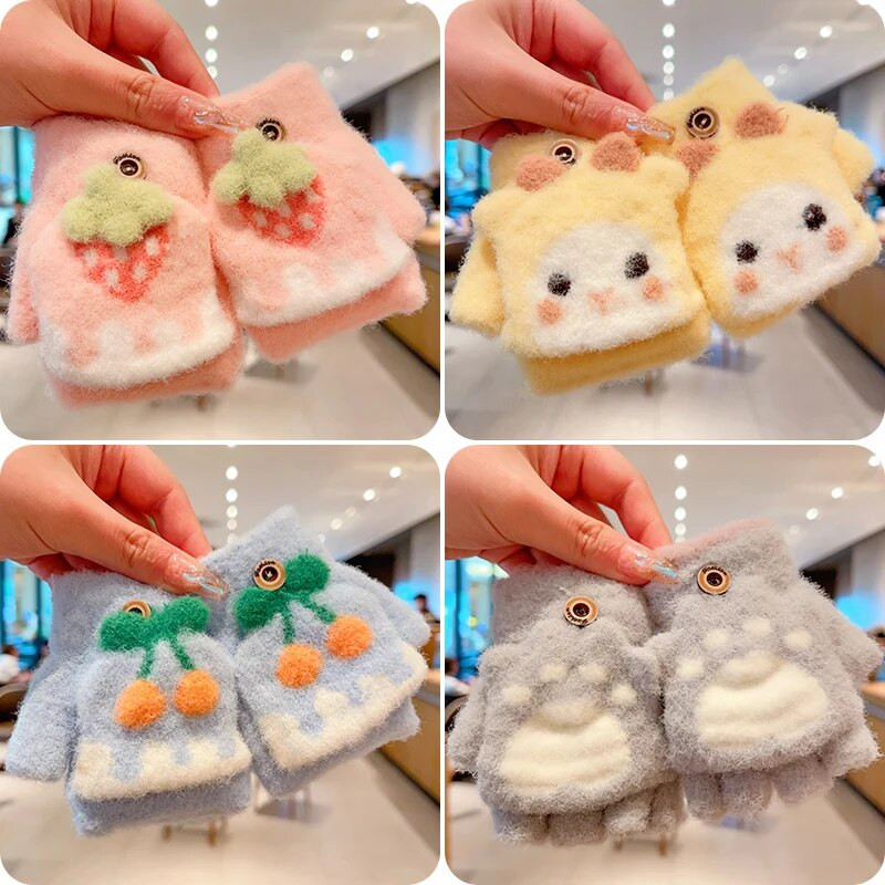 0-5-aastased talvelapsed armsad multifilmid, pehmed viie sõrmega kindad, tüdrukud, poisid, õues soojad kindad, lapsed, armsad kindad, labakindad