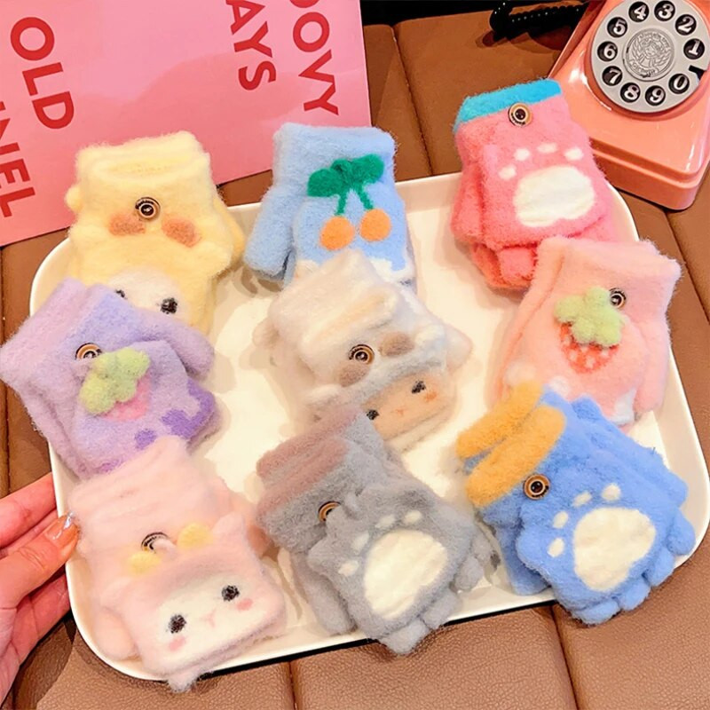 0-5-aastased talvelapsed armsad multifilmid, pehmed viie sõrmega kindad, tüdrukud, poisid, õues soojad kindad, lapsed, armsad kindad, labakindad