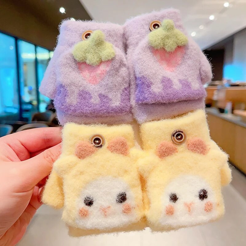 0-5-aastased talvelapsed armsad multifilmid, pehmed viie sõrmega kindad, tüdrukud, poisid, õues soojad kindad, lapsed, armsad kindad, labakindad
