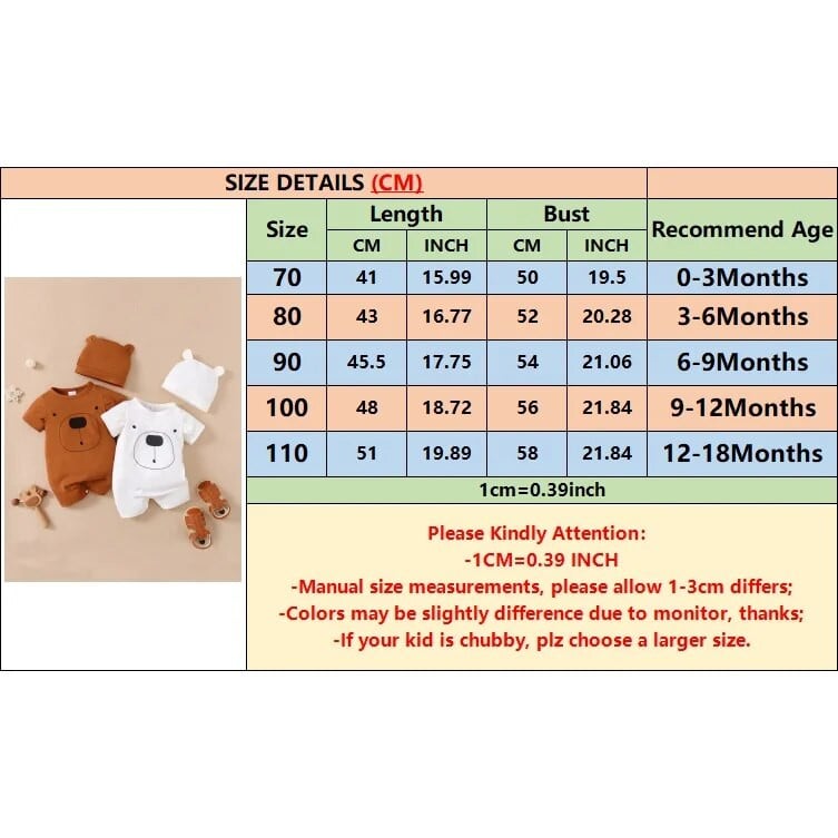 Kisfiú 0-18 hónapos pólós újszülött babaruházat aranyos mackó rövid ujjú body kalappal 2 DB nyári csecsemő baba fiú kombinét
