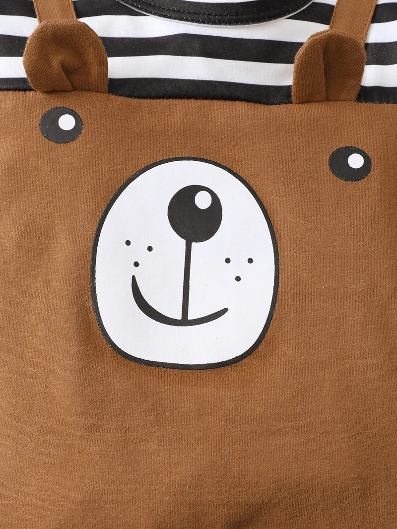 Haine pentru bebeluși nou-născut pentru sugari drăguți urși barcelă retro cu mâneci scurte body imprimat 2 buc salopete pentru bebeluș băiețel Jocuri de vară