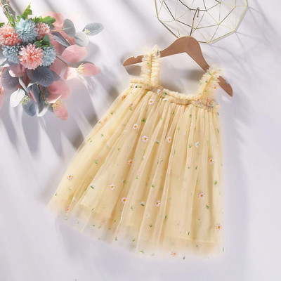 2023 Noi haine pentru fetiță, multicolore, brodate, cu plasă florală, rochie drăguță pentru fetiță, rochii pufoase prințesă de petrecere