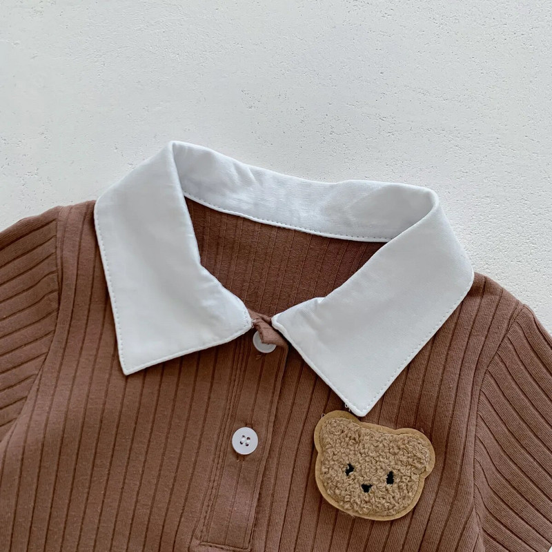 2023 Βρεφικά ρούχα Καλοκαιρινή Νέα γελοιογραφία Bear Newborn Baby Boys Romper Πλεκτή Βαμβακερή κοντομάνικη φόρμα