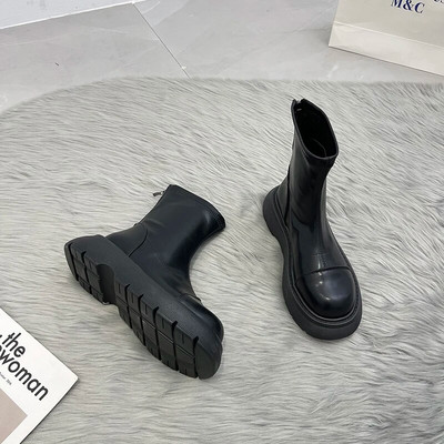 Punk stílusú, lapos, boka, női csizma, divatos, vastag alsó, gótikus 2023-as új női csizmák, cipők, új, közepes hosszúságú csizmák