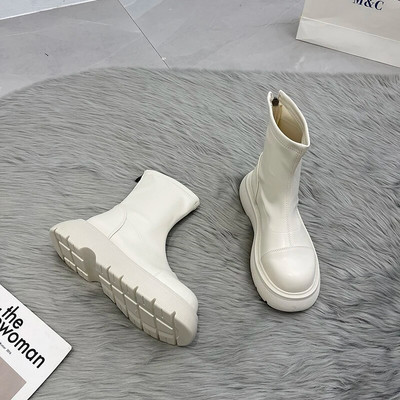 Punk stílusú, lapos, boka, női csizma, divatos, vastag alsó, gótikus 2023-as új női csizmák, cipők, új, közepes hosszúságú csizmák