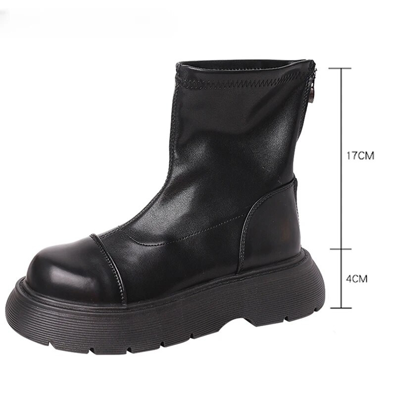 Punk stílusú, lapos, boka, női csizma, divatos, vastag alsó, gótikus 2023-as új női csizmák, cipők, új, közepes hosszúságú csizmák