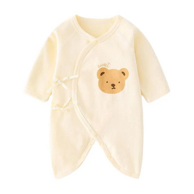 Body nou-născut 0-6M, primăvară toamnă, salopetă din bumbac pentru băieți, fete, desene animate, cu imprimeu de urs, salopetă coreeană nou-născută