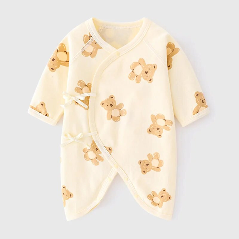 Body nou-născut 0-6M, primăvară toamnă, salopetă din bumbac pentru băieți, fete, desene animate, cu imprimeu de urs, salopetă coreeană nou-născută