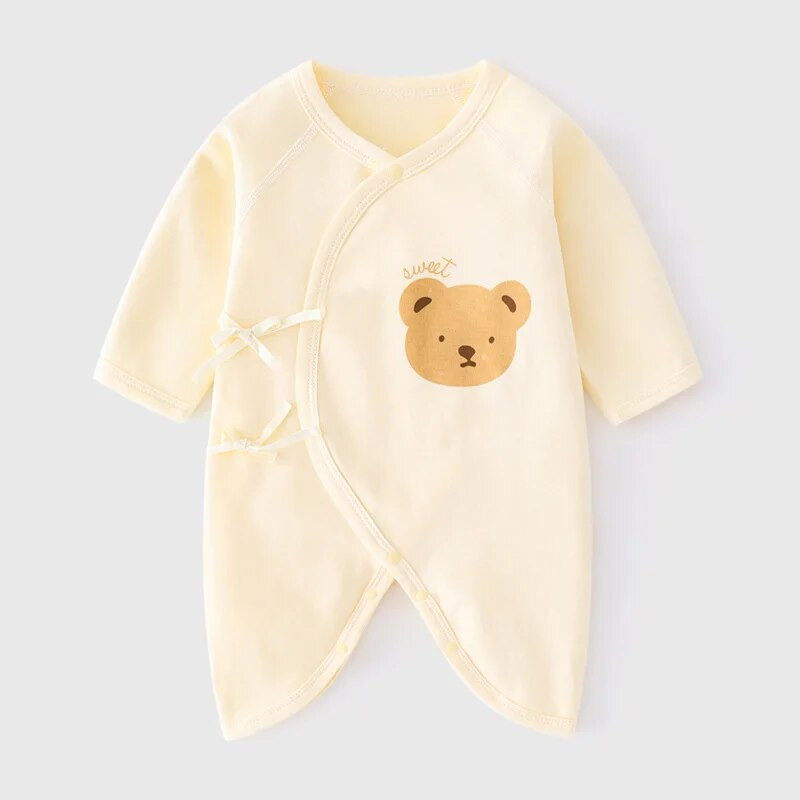 Body nou-născut 0-6M, primăvară toamnă, salopetă din bumbac pentru băieți, fete, desene animate, cu imprimeu de urs, salopetă coreeană nou-născută