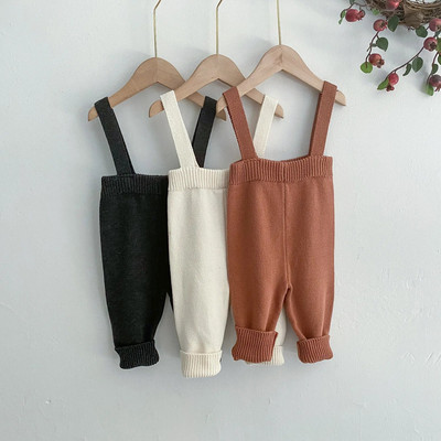 7515 Pantaloni tricotați cu bretele pentru bebeluși 2021 Toamna Pantaloni pentru băieți Pantaloni strânși cu bretele Pantaloni pentru fetiță din bumbac 0-3T Pantaloni pentru copii