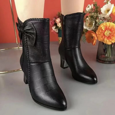 Есен и зима Помощ Ежедневни модни ботуши Модни ботуши с остър цип Големи размери Ботуши за възрастни майки