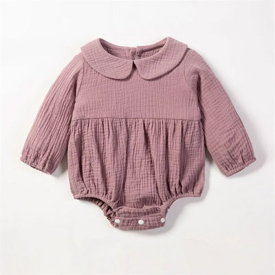 Salopetă cu mânecă lungă pentru bebeluși 0-24M 100% bumbac lenjerie solidă costum de alpinism triunghi casual nou-născut fetiță salopetă drăguță