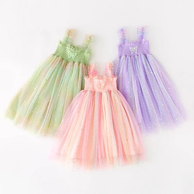 Moda Noua Haine pentru fetiță Culoare uni Wrap Fluture Decorativ Star Paiete Plasă Halter Rochie Bebeluş Printesa TuTu Dress