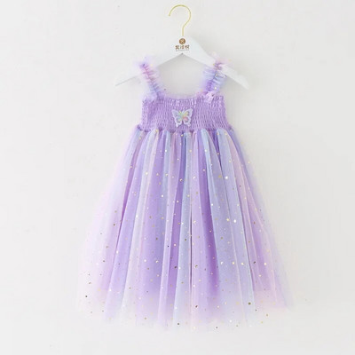 Moda Noua Haine pentru fetiță Culoare uni Wrap Fluture Decorativ Star Paiete Plasă Halter Rochie Bebeluş Printesa TuTu Dress