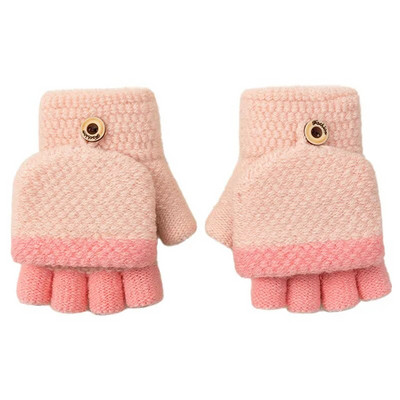BalleenShiny Copii Copii Mănuși de iarnă pentru copii Mănuși tricotate Mănuși cu jumătate de deget Flip Băieți Fete Mănuși pentru copii în aer liber Mănuși de șofat calde