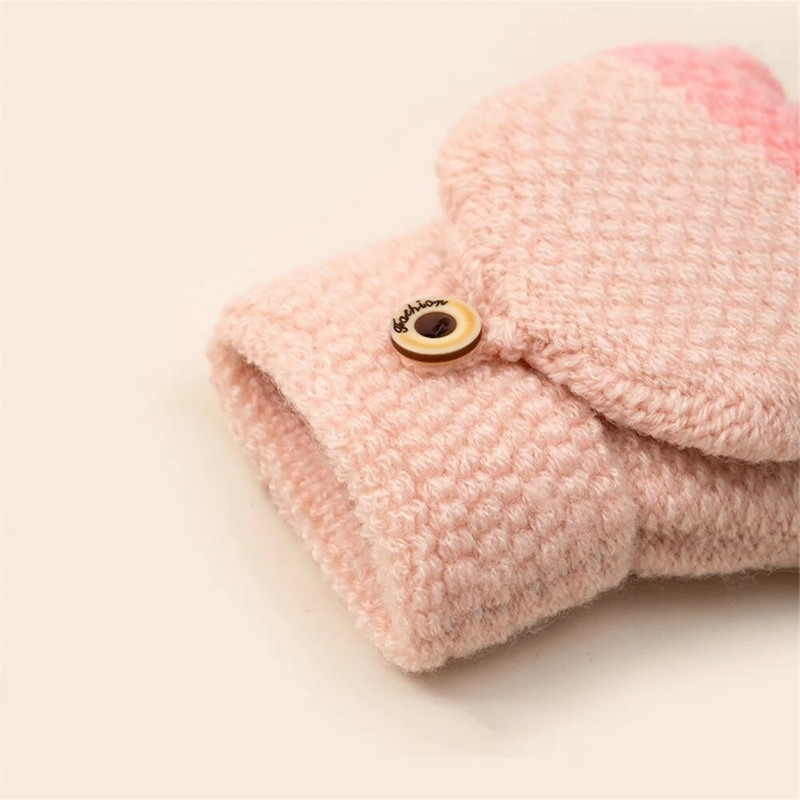 BalleenShiny Copii Copii Mănuși de iarnă pentru copii Mănuși tricotate Mănuși cu jumătate de deget Flip Băieți Fete Mănuși pentru copii în aer liber Mănuși de șofat calde