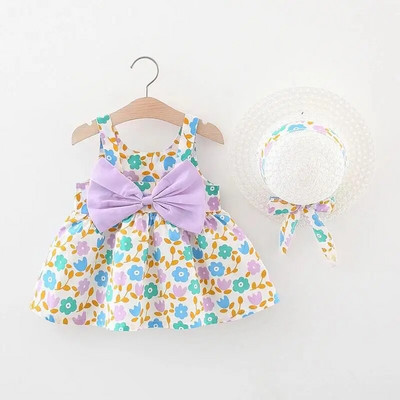 Casual full print Παιδική φούστα νέο στυλ καλοκαιρινό λουλούδι Βρεφικό κοστούμι γενεθλίων για κοριτσάκια Φόρεμα νηπιακής χαριτωμένης μόδας φούστα γιλέκο