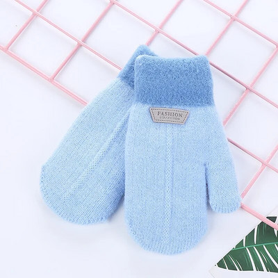 Mănuși de iarnă Copii Bebeluși Băieți Fete Mănuși pentru copii Degete pline Mănuși tricotate Catifea caldă groasă pentru 3-6 ani Copii mici