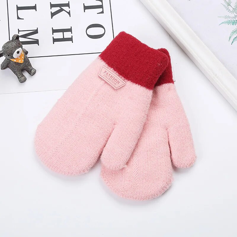 Mănuși de iarnă Copii Bebeluși Băieți Fete Mănuși pentru copii Degete pline Mănuși tricotate Catifea caldă groasă pentru 3-6 ani Copii mici