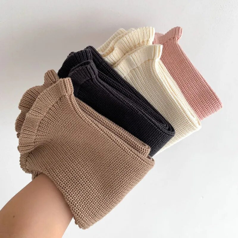 Toamna 2023, pantaloni de tricotaj pentru fetiță, pentru 0-3 ani, copii nou-născuți, culoare uni, talie elastică, tricotat, pantaloni evazați, haine