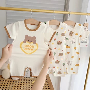 Baby Summer Bear Clothes 2023 Детски дрехи Памучен гащеризон с къс ръкав Костюм за катерене Baby Boy Romper Бебе 6 месеца