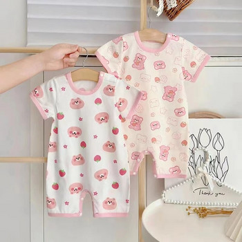 Baby Summer Bear Clothes 2023 Детски дрехи Памучен гащеризон с къс ръкав Костюм за катерене Baby Boy Romper Бебе 6 месеца