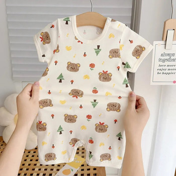 Baby Summer Bear Clothes 2023 Детски дрехи Памучен гащеризон с къс ръкав Костюм за катерене Baby Boy Romper Бебе 6 месеца