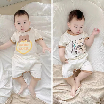 Baby Summer Bear Clothes 2023 Детски дрехи Памучен гащеризон с къс ръкав Костюм за катерене Baby Boy Romper Бебе 6 месеца