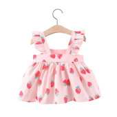 Νεογέννητο 2023 Καλοκαιρινό μωρό φόρεμα πριγκίπισσας Χαριτωμένο φιόγκο τύπωμα λεμόνι Αμάνικα φορέματα για μικρά κορίτσια Ρούχα για μικρά κορίτσια Βρεφικά ρούχα