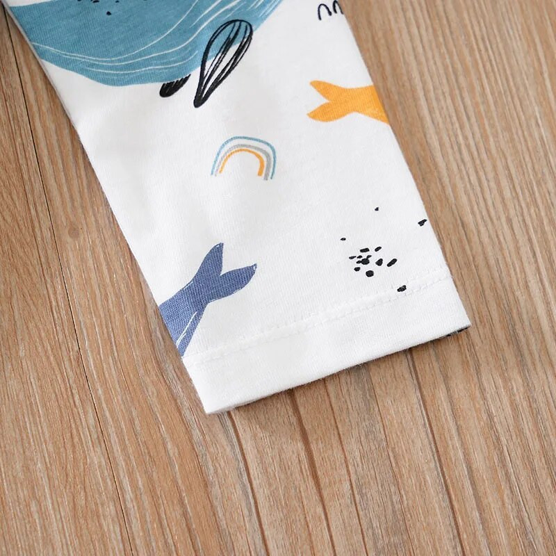 Άνοιξη και φθινόπωρο, αγόρια και κορίτσια, χαριτωμένο καρτούν φάλαινα με πλήρη εκτύπωση Βαμβακερό άνετο μακρυμάνικο κορμάκι για μωρά