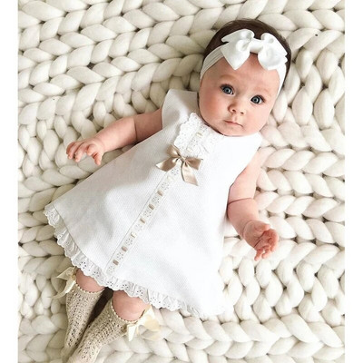 0–24 kuu vanustele vastsündinutele tüdrukutele valge printsessi pitskleit, varrukateta kleit, peapael, riiete komplektid