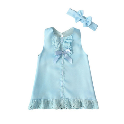 0-24 luni nou-născut nou-născut fetițe rochie prințesă albă dantela bowknot rochie fără mâneci bentita haine set de ținute