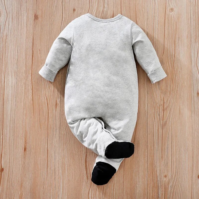 Ανοιξιάτικο και φθινόπωρο στυλ για αγόρια και κορίτσια, χαριτωμένα κινούμενα σχέδια από βαμβακερό πιγκουίνος, άνετο μακρυμάνικο φορμάκι για μωρά