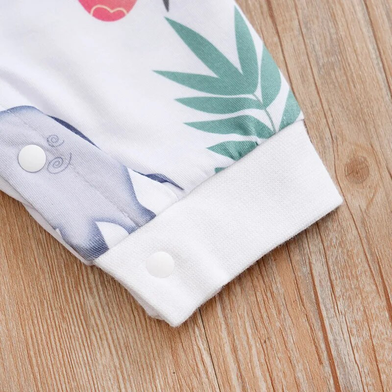 Primăvară și toamnă băieți și fete drăguț din desene animate animale tropicale Aop imprimeu body cu mânecă lungă