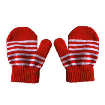 1-5Y Δίχρωμα ριγέ βρεφικά γάντια χειμώνα ζεστά παιδικά γάντια για κοριτσάκι πλεκτά Παιδιά νήπια χοντρά γάντια πλήρους δακτύλου Χονδρική